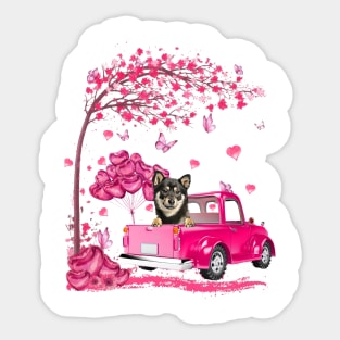 Valentine's Day Love Pickup Truck Shiba Inu Sticker